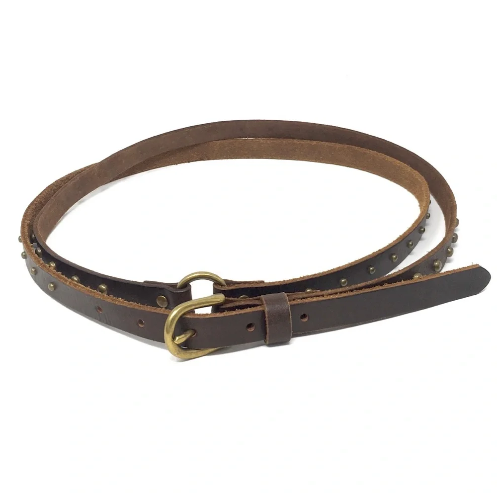 Hickory Brown Genuine Leather Wrap Around Stud Accent  Belt S/M